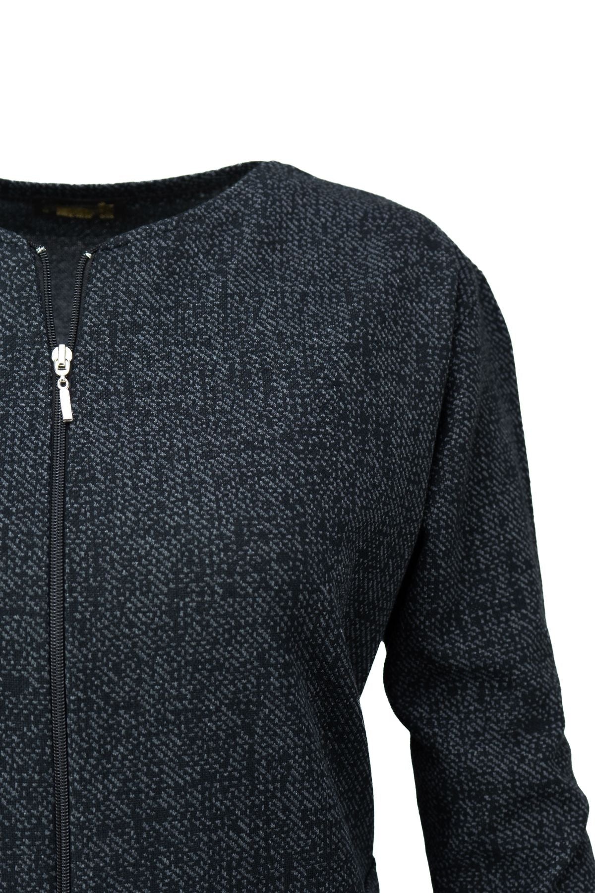 Kadın Kışlık Anne Uzun Hırka Pamuklu Fermuarlı V Yaka Çift Cepli Likralı Yasemen Modelli